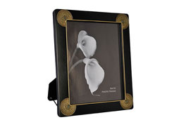Metal Photo Frame Matte Black Coating W/Antique Brass Acrylic